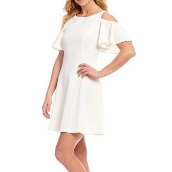 New Eliza J Flounce Plus Size Mini Dress Bridal White Ivory Wedding Old Money 22 - Picture 1 of 9